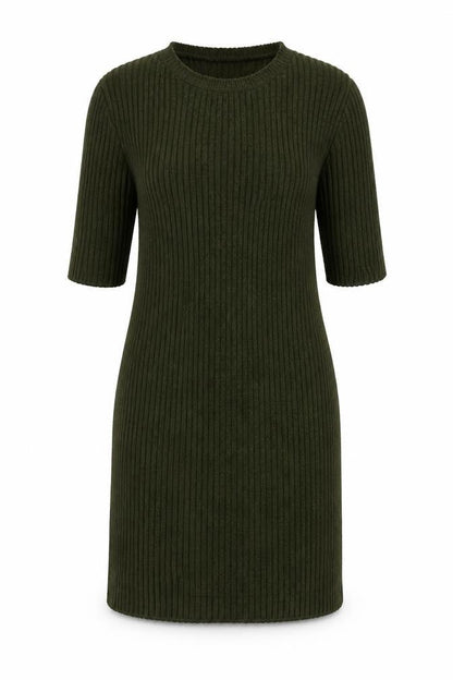 Boohoo Women's Green Knit Dress - Half Sleeve S