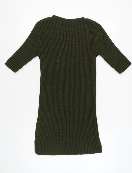 Boohoo Women's Green Knit Dress - Half Sleeve S