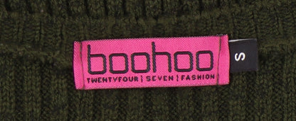 Boohoo Women's Green Knit Dress - Half Sleeve S