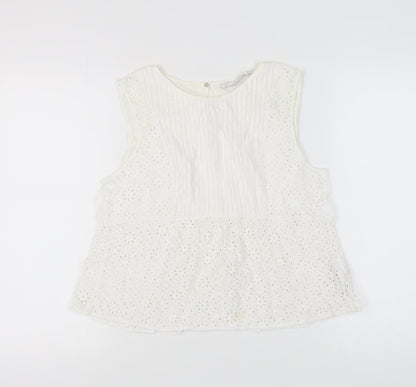Womens UK Size M Zara White Basic Blouse