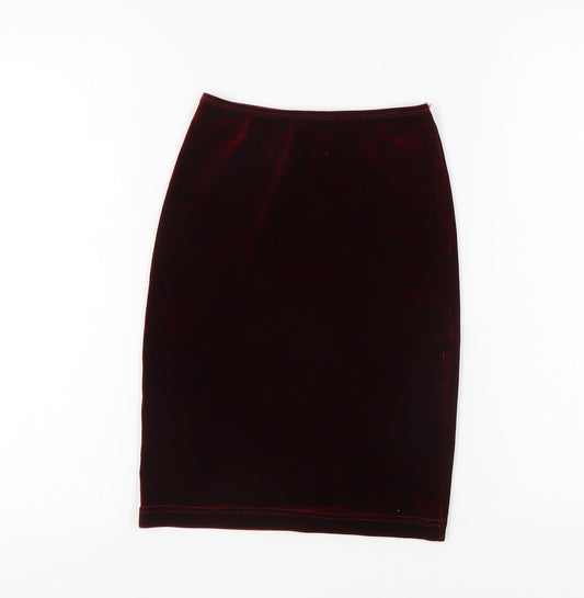 American Apparel Women's Red Velvet Pencil Skirt S