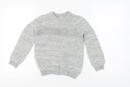 Bluezoo Boys Grey Cotton Pullover Jumper, 8-9 Years