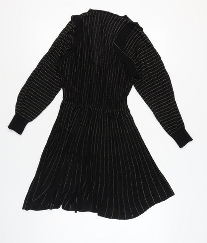 Zara Women's Black Striped Knit Dress S