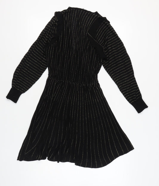 Zara Women's Black Striped Knit Dress S