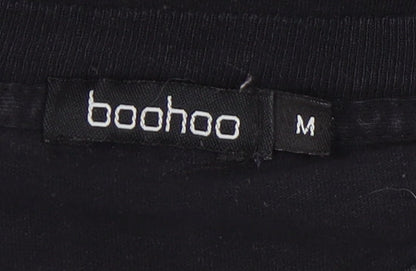 Boohoo Women's Black Graphic T-Shirt Medium