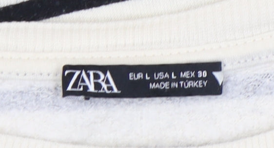 Zara Women's Black L Striped Sweatshirt
