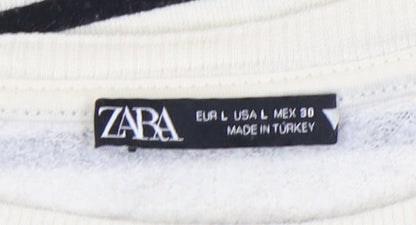 Zara Women's Black L Striped Sweatshirt