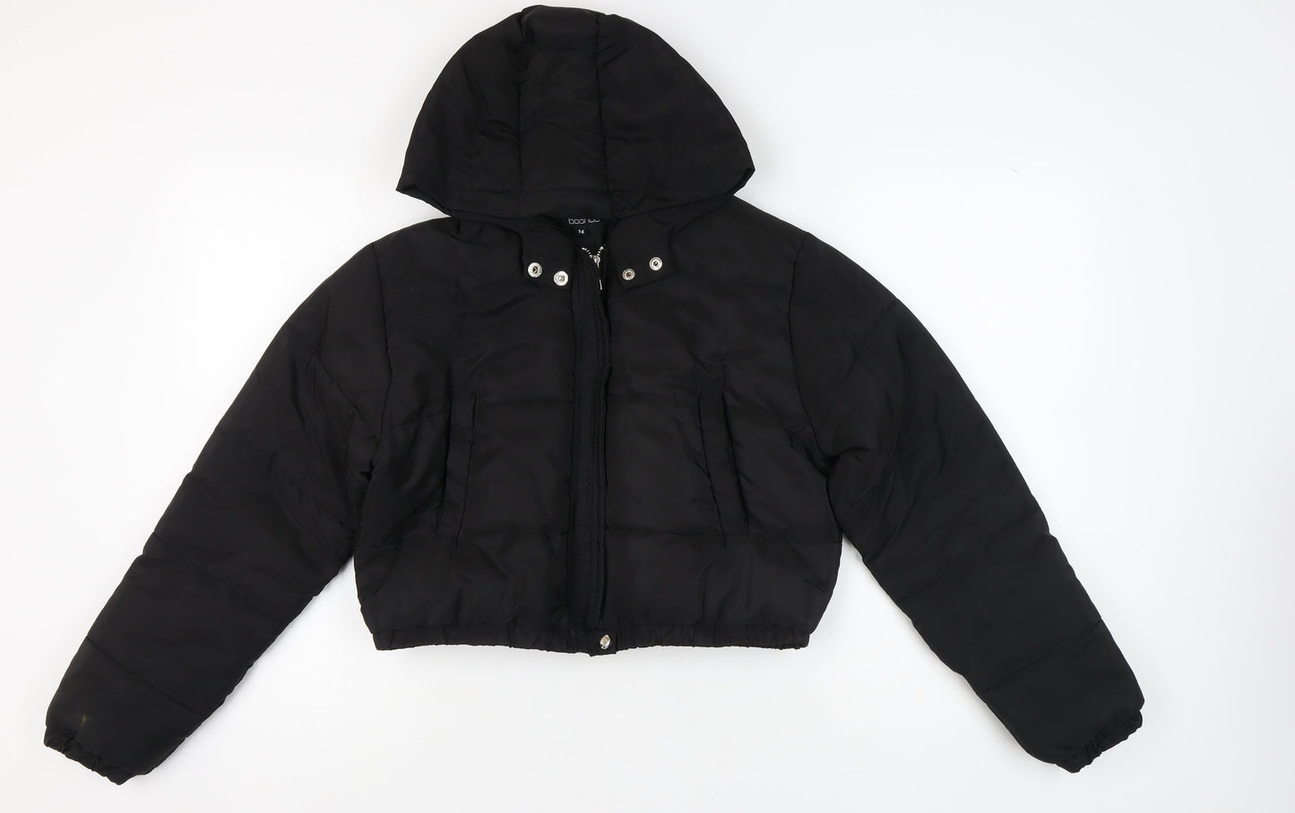 Boohoo Women's Black Puffer Jacket Size 14