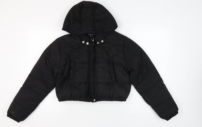 Boohoo Women's Black Puffer Jacket Size 14