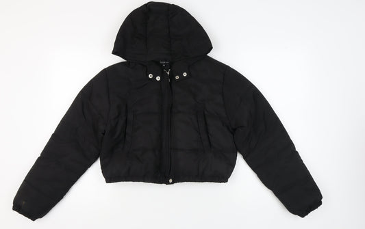 Boohoo Women's Black Puffer Jacket Size 14