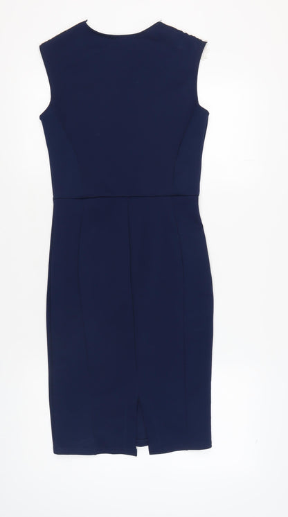 Quiz Women's Blue Sheath Dress, Size 12, Party Ready
