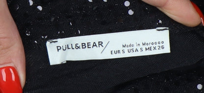 Pull & Bear Women's Black Sequin Long Sleeve Mini Dress