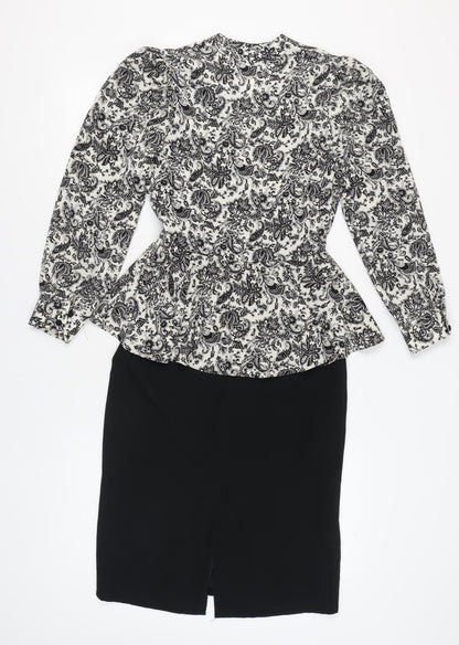 St Michael Women's Black & White Paisley Dress Sz 10