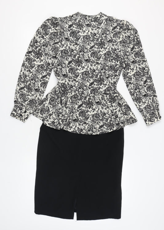 St Michael Women's Black & White Paisley Dress Sz 10