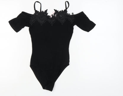 Miss Selfridge Women's Black Lace Bodysuit Size 8 Petite