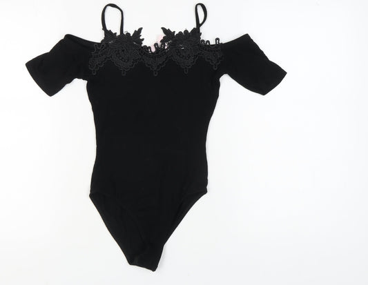 Miss Selfridge Women's Black Lace Bodysuit Size 8 Petite