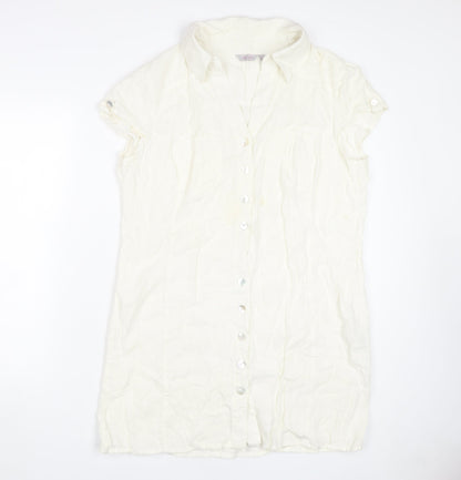 Per Una Women's Ivory Shirt Dress Size 18 Collared Cotton
