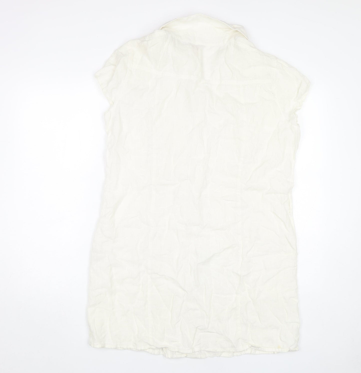 Per Una Women's Ivory Shirt Dress Size 18 Collared Cotton