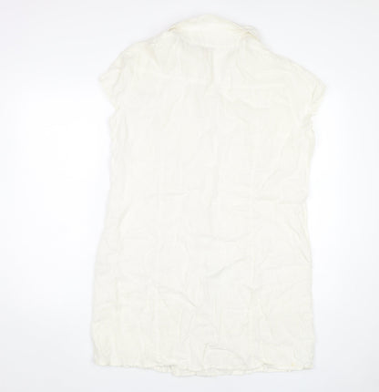 Per Una Women's Ivory Shirt Dress Size 18 Collared Cotton