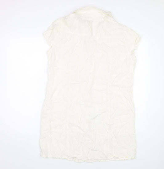 Per Una Women's Ivory Shirt Dress Size 18 Collared Cotton