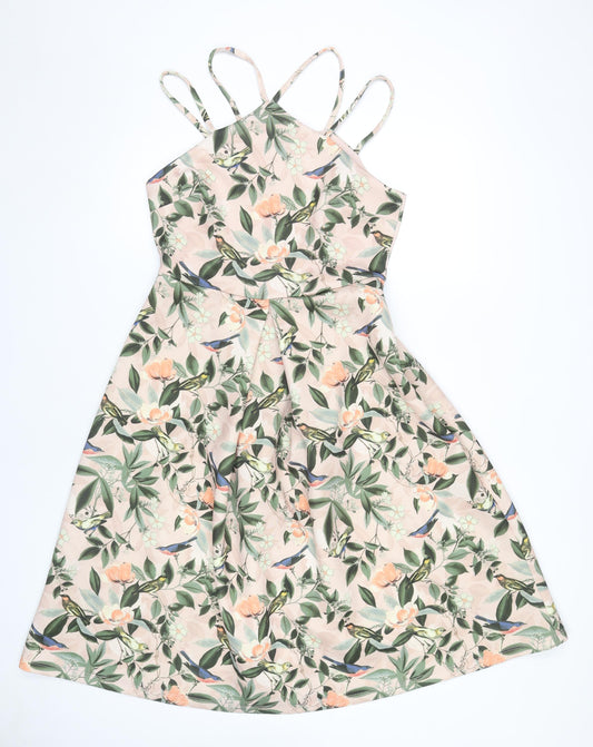 ASOS Women's Floral Multicolour Halter Fit & Flare Dress 12