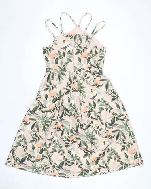 ASOS Women's Floral Multicolour Halter Fit & Flare Dress 12