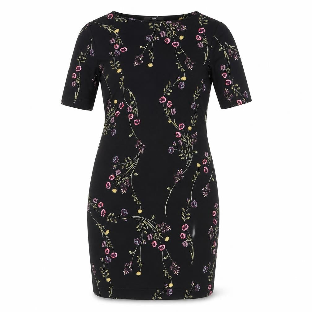 Next Women's Black Floral Sheath Dress, Size 12, Belted