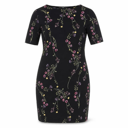 Next Women's Black Floral Sheath Dress, Size 12, Belted