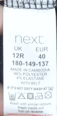 Next Women's Black Floral Sheath Dress, Size 12, Belted