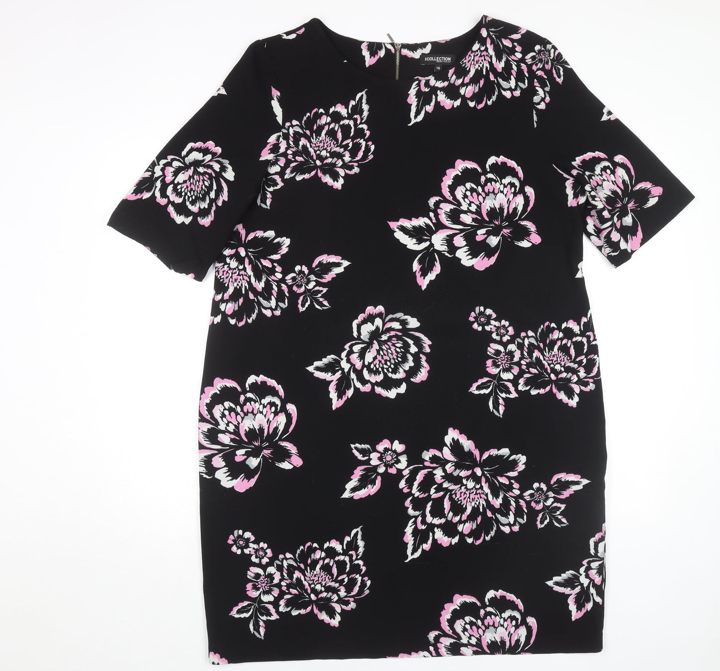 Debenhams Women's Floral Shift Dress, Black, Size 16