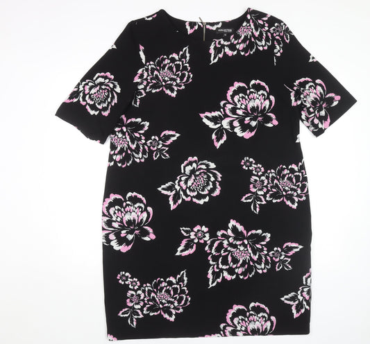 Debenhams Women's Floral Shift Dress, Black, Size 16