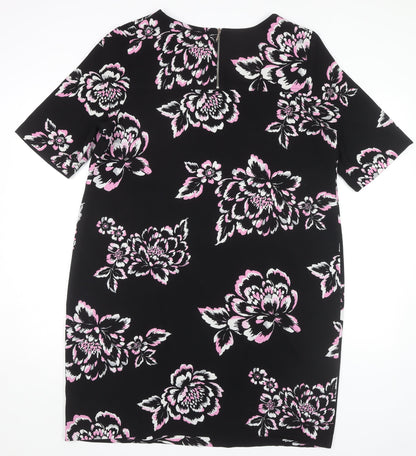 Debenhams Women's Floral Shift Dress, Black, Size 16