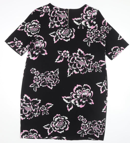 Debenhams Women's Floral Shift Dress, Black, Size 16