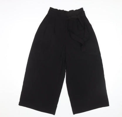 Womens UK Size XS Zara Regular Fit Paperbag Black Trousers
