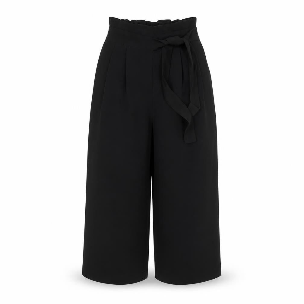 Womens UK Size XS Zara Regular Fit Paperbag Black Trousers