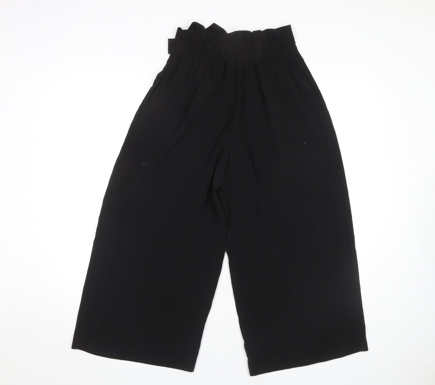 Womens UK Size XS Zara Regular Fit Paperbag Black Trousers