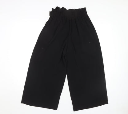Womens UK Size XS Zara Regular Fit Paperbag Black Trousers