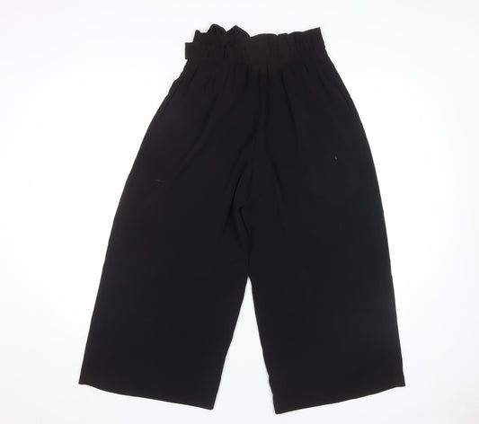 Womens UK Size XS Zara Regular Fit Paperbag Black Trousers