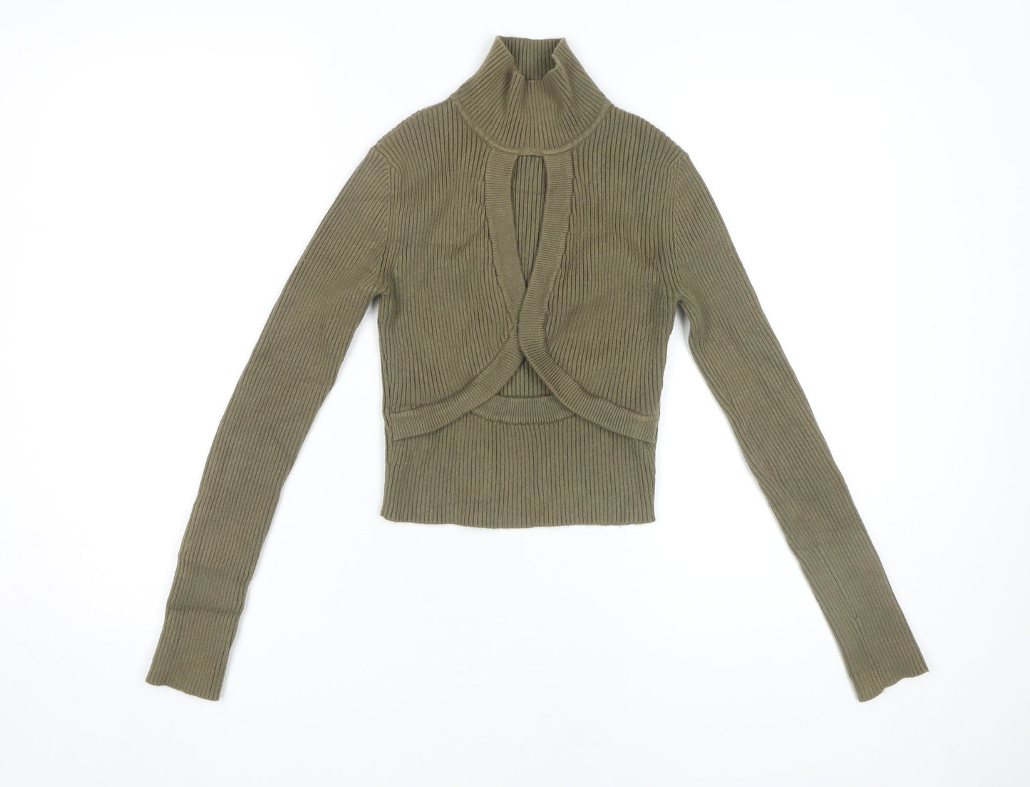 Womens UK Size S Zara Green Cropped T-Shirt
