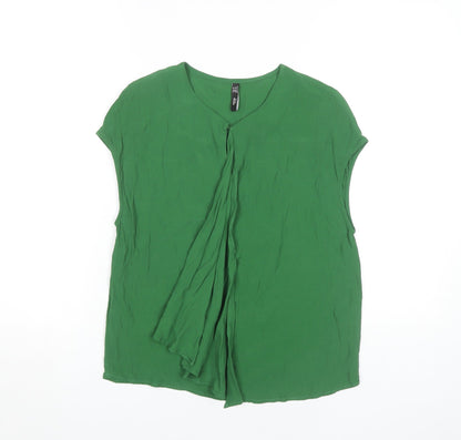 Womens UK Size XS MNG Basics Green Basic Blouse