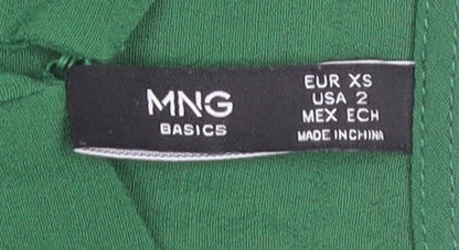 Womens UK Size XS MNG Basics Green Basic Blouse