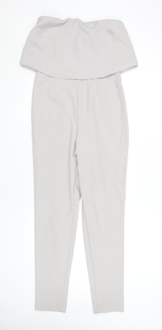 Missguided Women's Grey Strapless Jumpsuit UK 10