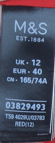 Marks and Spencer Women's Red Pencil Skirt - Size 12