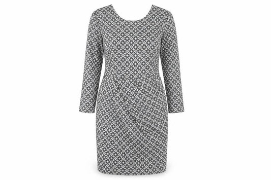Front view of Collection London Women’s Grey Sheath Dress, size UK 14
