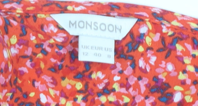 Womens UK Size 12 Monsoon Red Basic Blouse