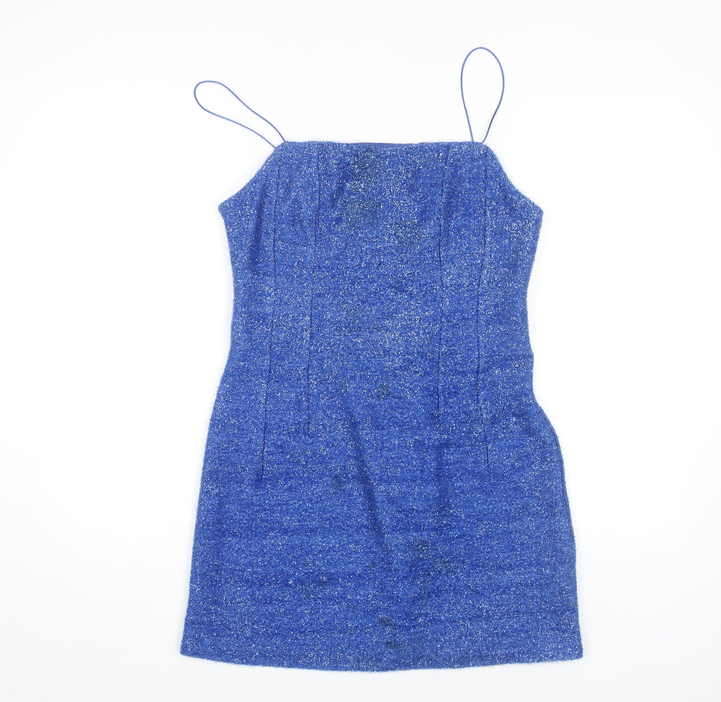 Topshop Women's Blue Slip Dress - Size 10, Party Glam