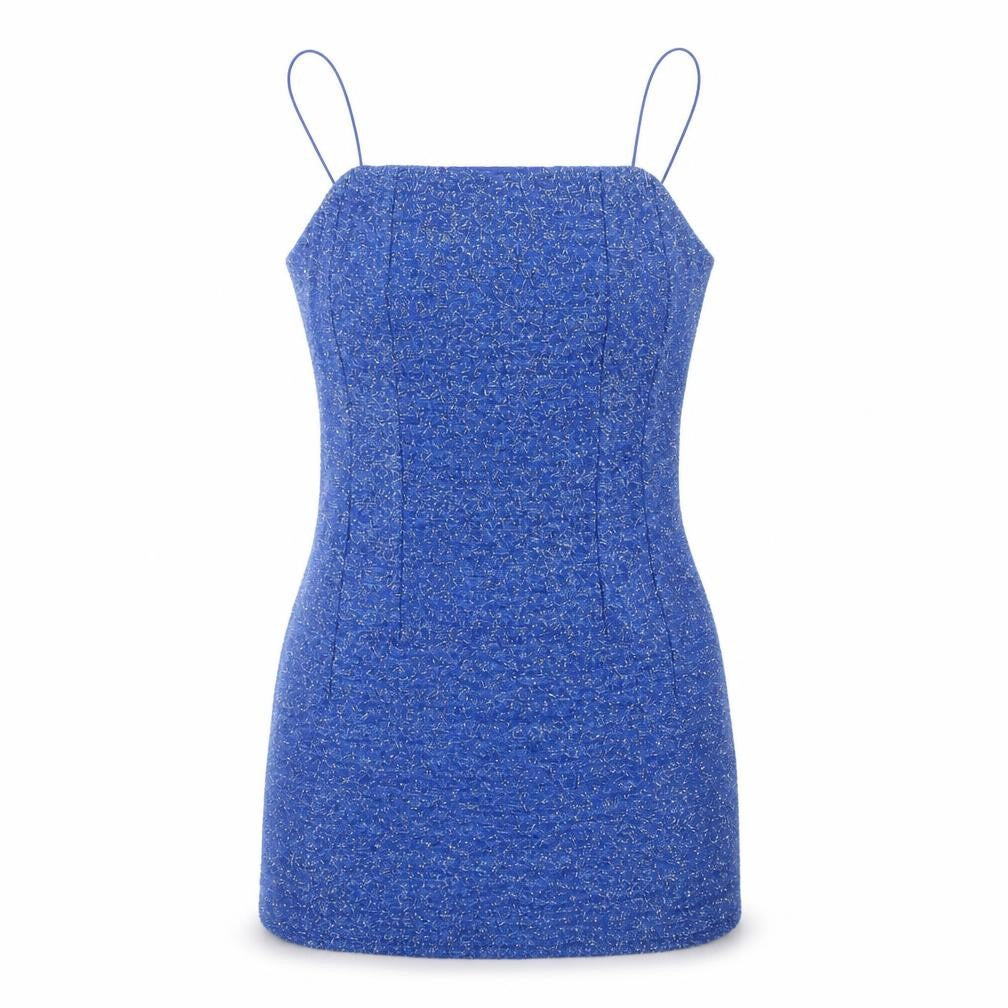 Topshop Women's Blue Slip Dress - Size 10, Party Glam