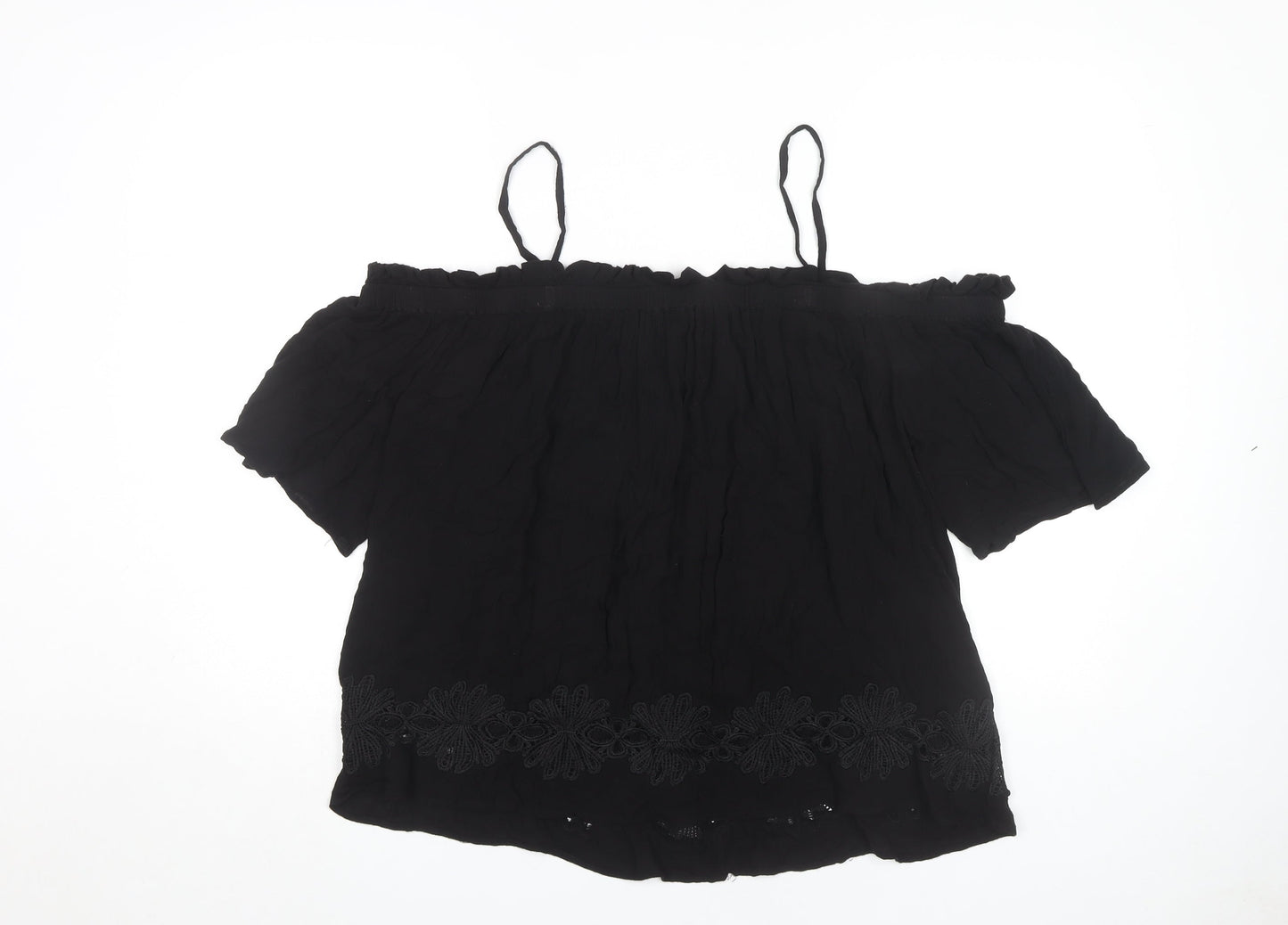 Womens UK Size 16 River Island Black Off the Shoulder Blouse