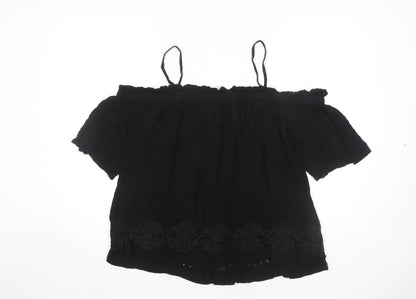Womens UK Size 16 River Island Black Off the Shoulder Blouse