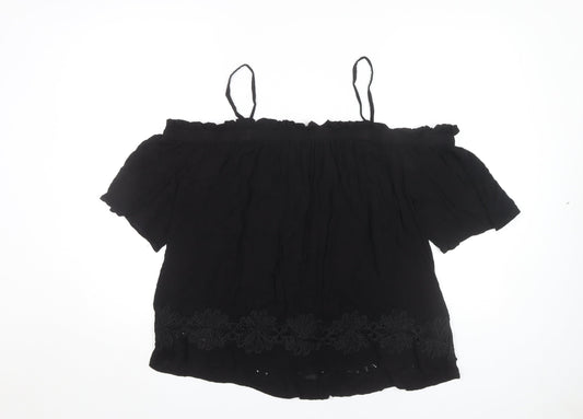 Womens UK Size 16 River Island Black Off the Shoulder Blouse